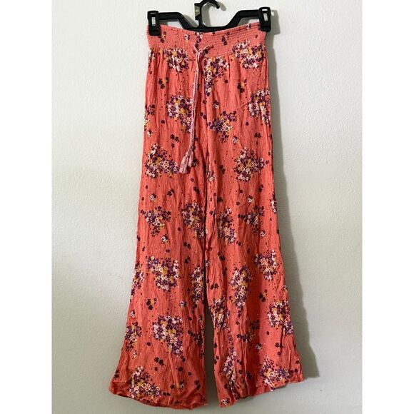 hippie laundry Pants - Hippie Laundry Women's Floral Print Wide Palazzo Pants Drawstring Waist Size XS